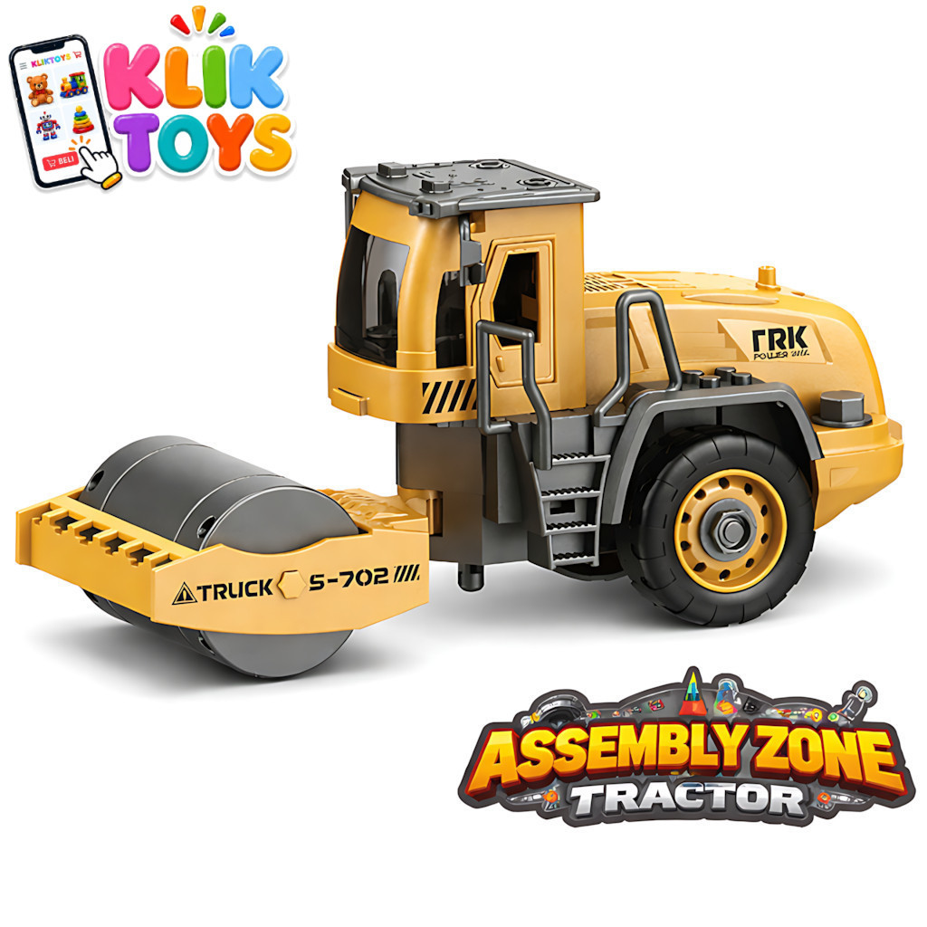 KLIK TOYS ASSEMBLY ZONE TRACTOR YW910 Traktor Diecast Konstruksi Untuk Bermain Rakitan Anak