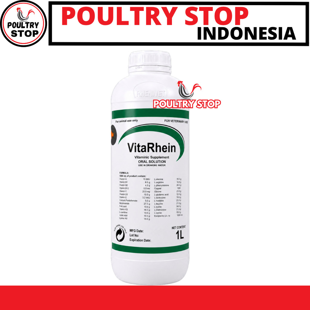 VITARHEIN 1 LITER - Premix Cair Vitamin Asam Amino Pemacu Pertumbuhan Ternak Ayam Sapi Domba Babi