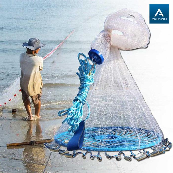 jala ikan lempar fishing throw net cage jaring nilon - 4.2 Meter