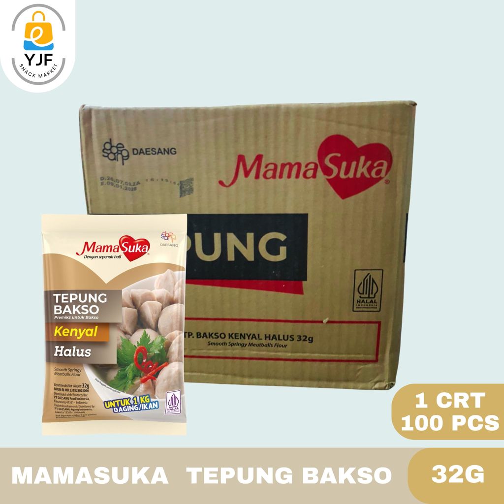 Mamasuka Tepung Bakso 32g-1CRT/100PCS / Tepung Bakso Kenyal Halus / Tepung Premiks Untuk Bakso / Pre