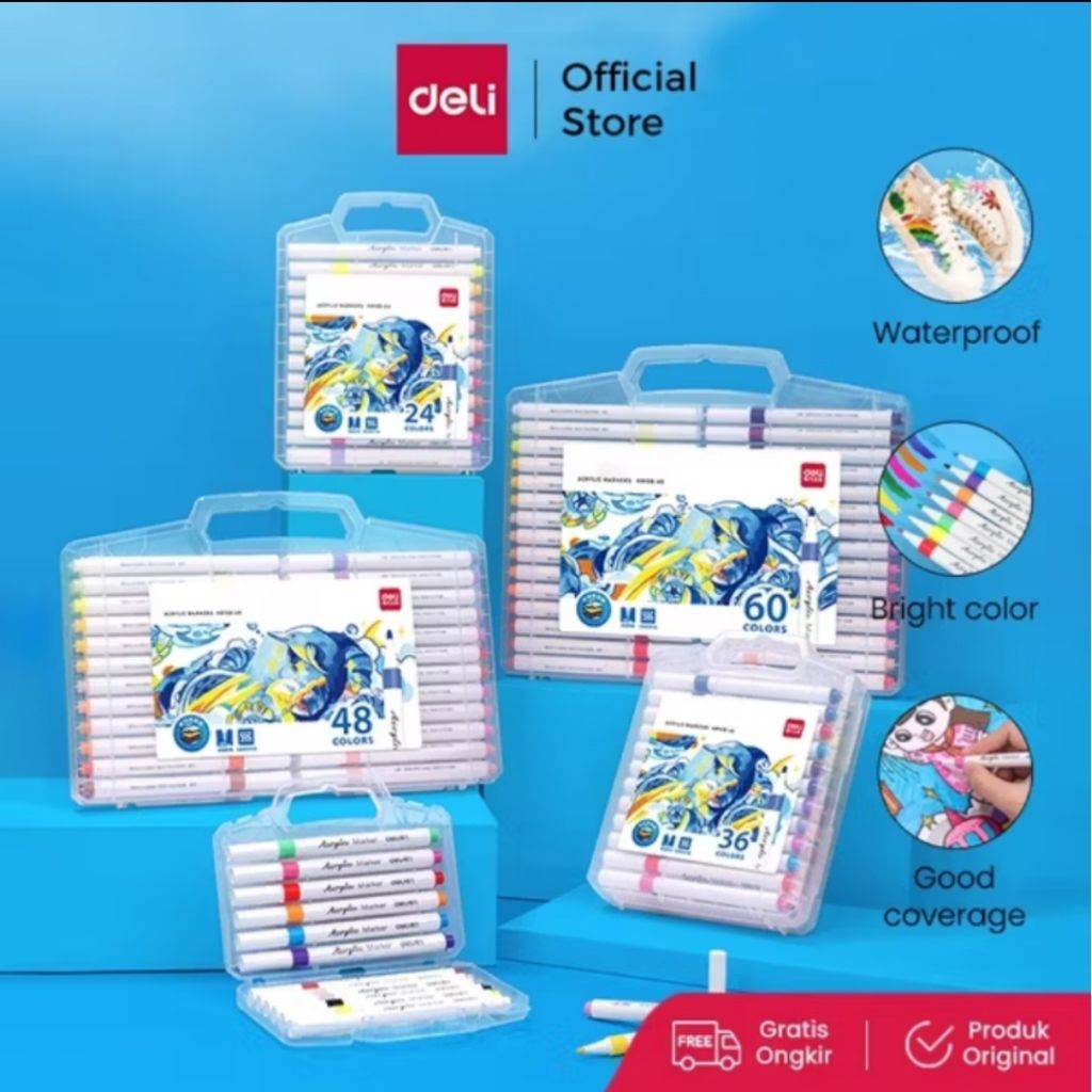 Deli Spidol Akrilik 60 Warna  / Acrylic Marker 60 Colors HM108