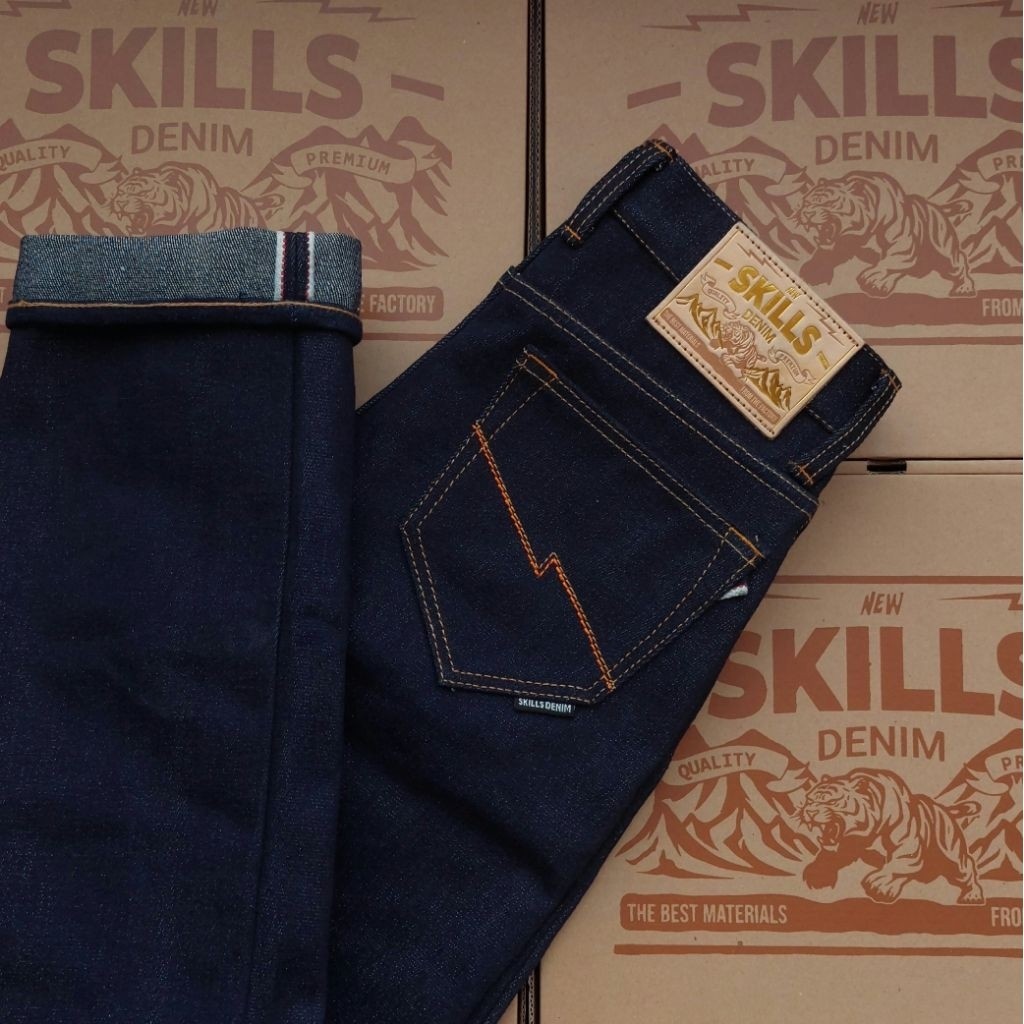 SKILLS DENIM selvedge original deep indigo 22 oz unsanforized red line width ultraheavyweight