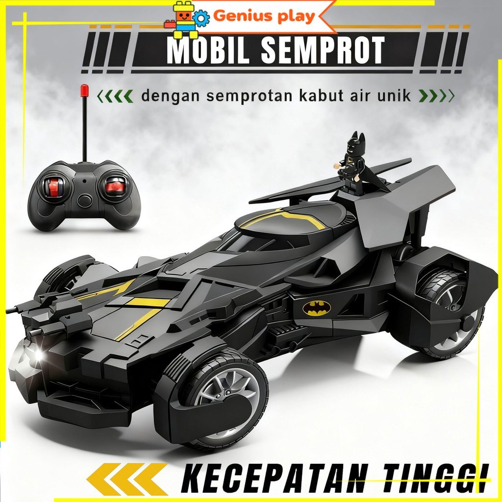 FERTUSHOP  GPT Mobil Batman Remote Control Mainan Anak RC Car High Speed Semprotan Air Lampu Formula
