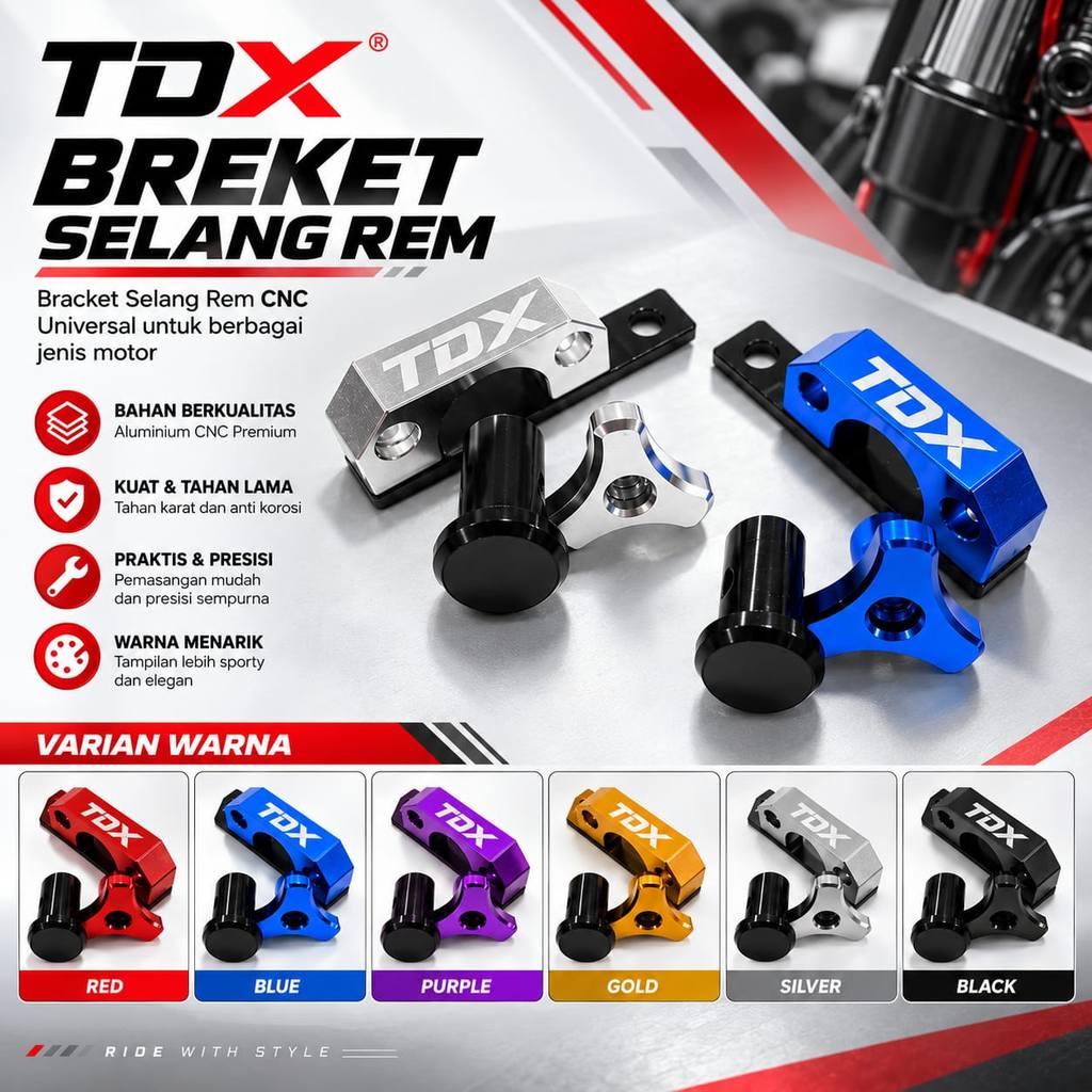 BREKET SELANG REM TDX CNC PREMIUM RACING ACCESSORIES MOTOR BREKET SELANG REM CNC TDX UNIVERSAL
