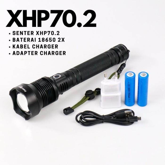 PROMO  Senter LED XHP70.2 90000 Lumens / SENTER SUPER TERANG JARAK JAUH ZOOM Baterai Charger Lampu U