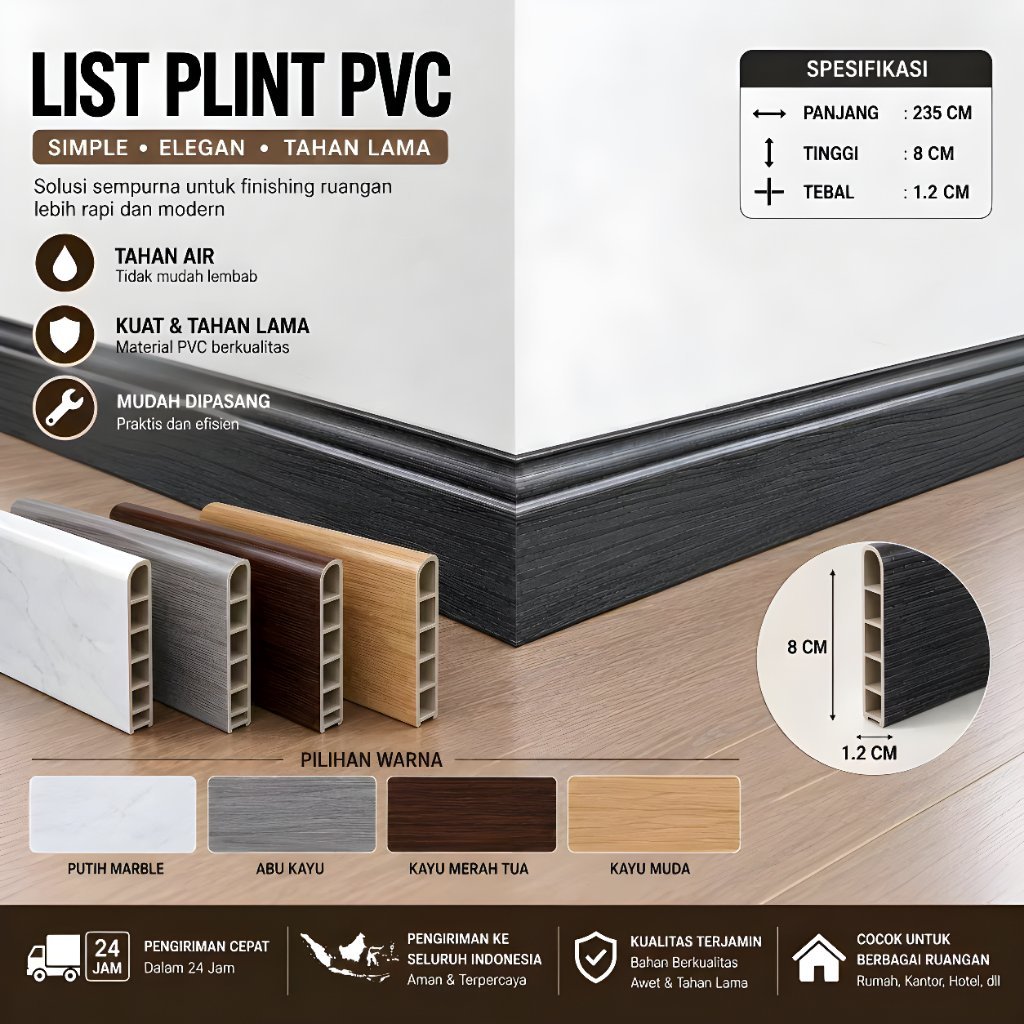 PLINT LANTAI PVC/ PLINT /LIST PLINT FIOORING PVC/LIST PLANK PVC/Skirting Lantai Flooring/LIST LANTAI