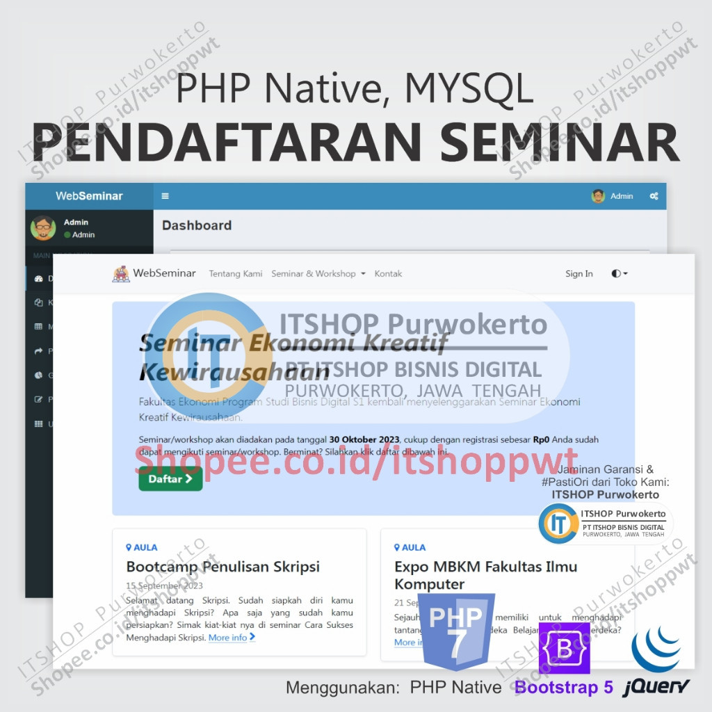 Source Code Aplikasi Web Seminar Workshop menggunakan Native PHP MySQL