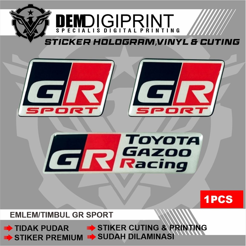 Stiker Mobil TOYOTA GAZOO RACING Resin Timbul 3d