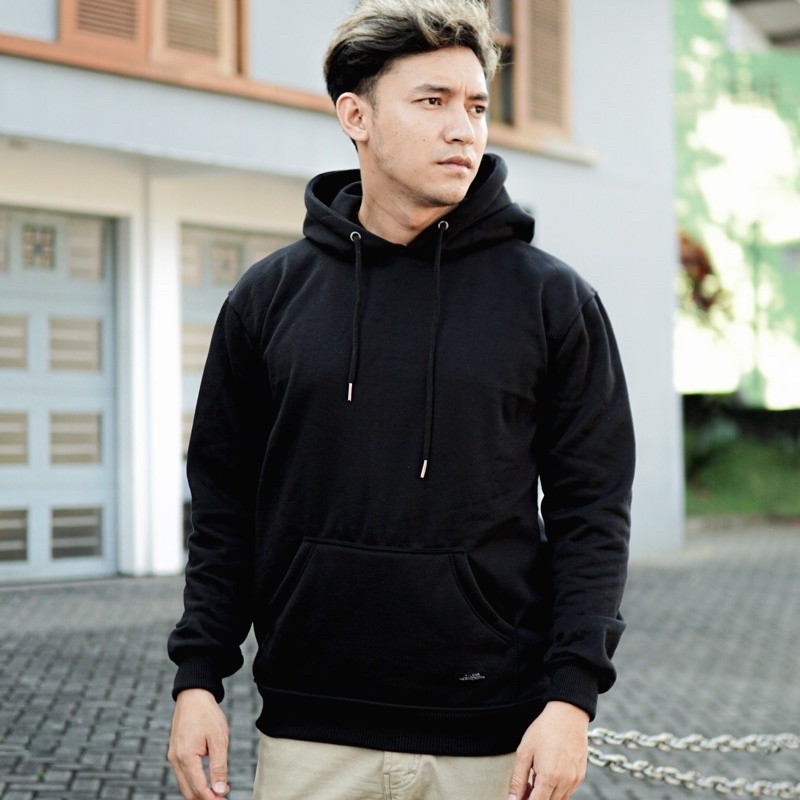Sweater Hoodie Polos Pria Original Premium TEBAL Hitam