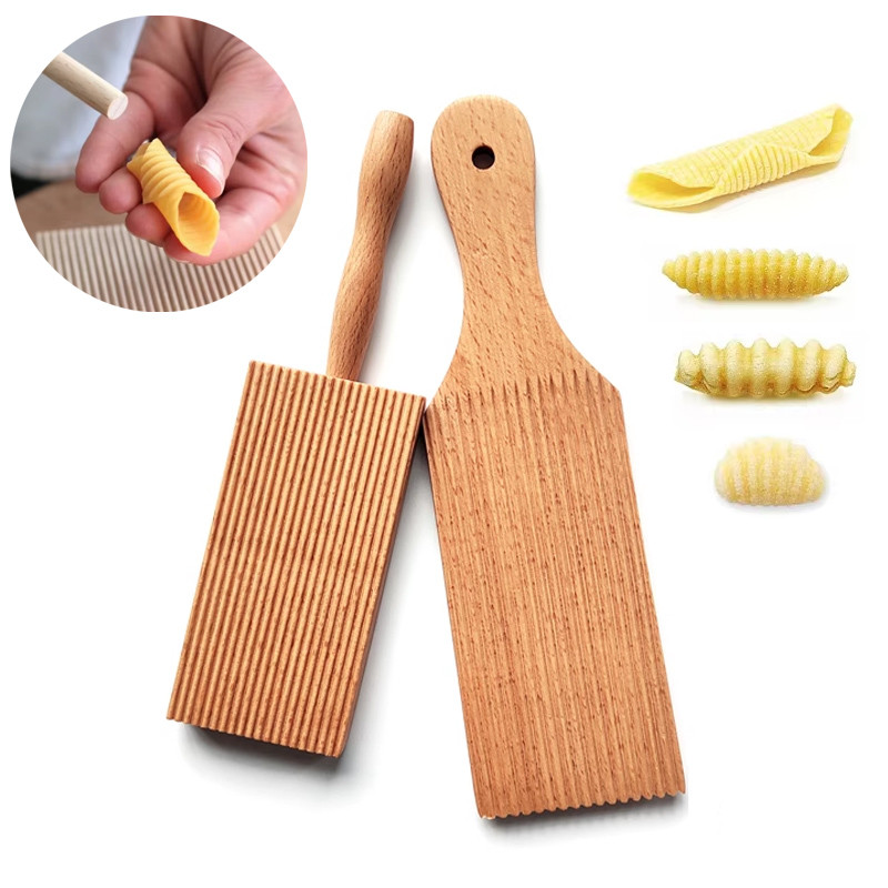 Garganelli and Gnocchi Stripper Wood Paddle Board Italian Pasta Making Tools for Homemade Cavatelli 