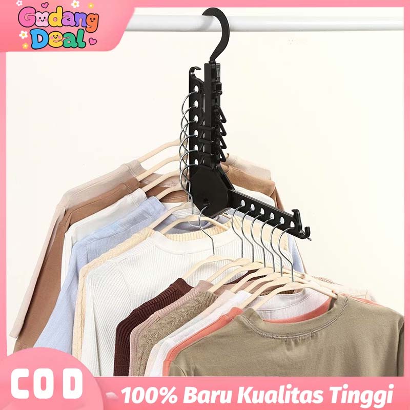 Hanger Lipat Travel Magic Multifungsi Gantungan Baju 13 Lubang Portable Solusi Penyimpanan Terbaik