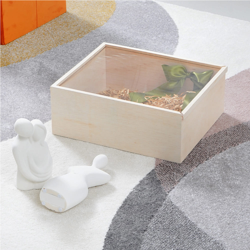 Informa 38X32X14.5 cm Kotak Hampers Kayu Dengan Tutup Akrilik Wooden Box Kotak Bingkisan Present Box