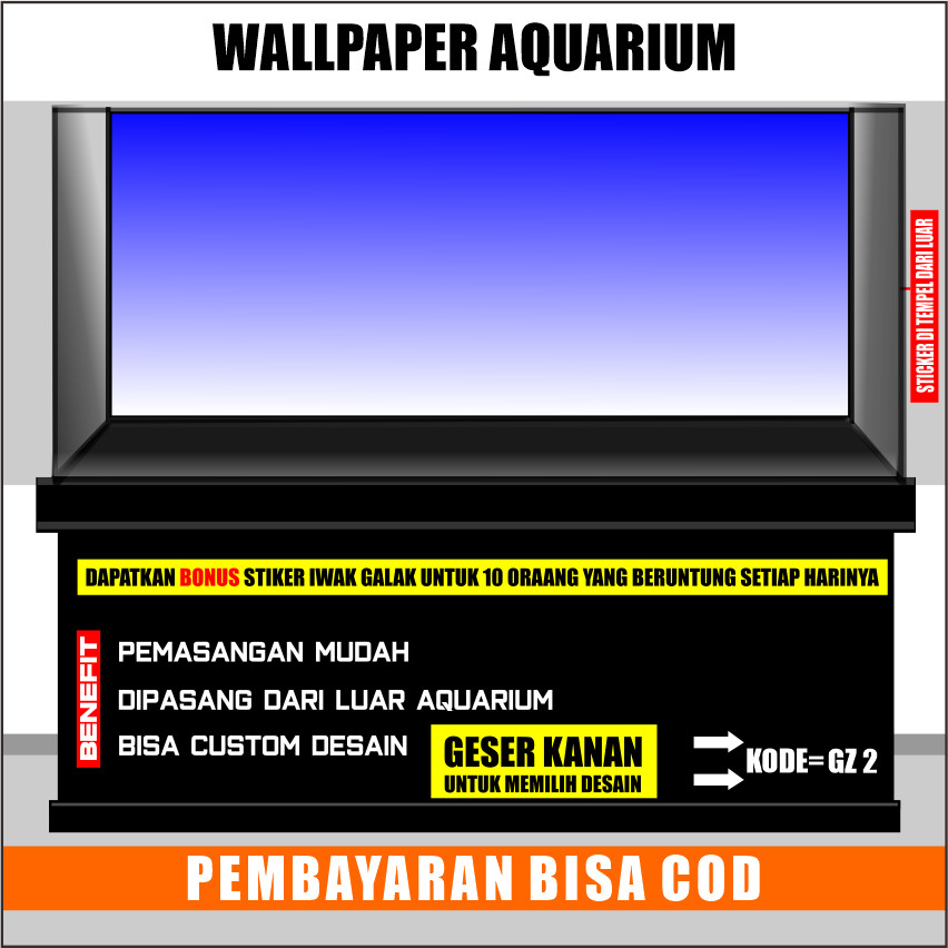 STICKER AQUARIUM, AQUASCAPE,STIKER KACA AQUARIUM,BACKGROUND AQUARIUM TEMA GRADASI GZ2