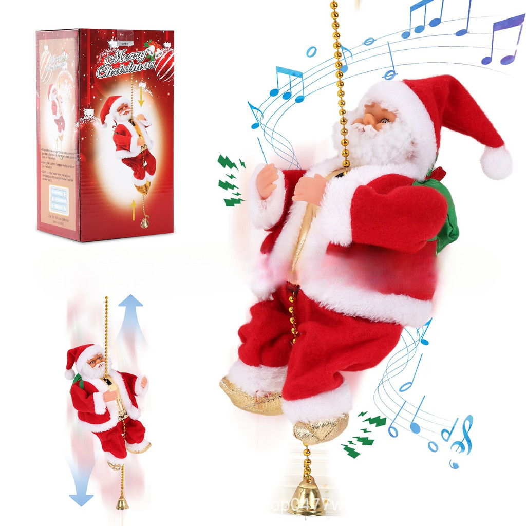 Three-speed Climbing Rope Climbing Bead Electric Santa Claus Christmas Decoration
