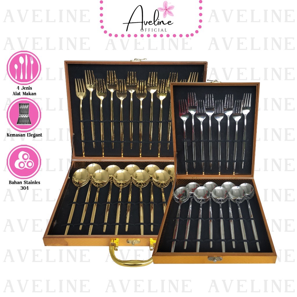 TOKOAKSA Aveline Sendok Set Sultan / Sendok Gold Stainlees Steel / Sendok Gold Set Mewah Sendok Sult