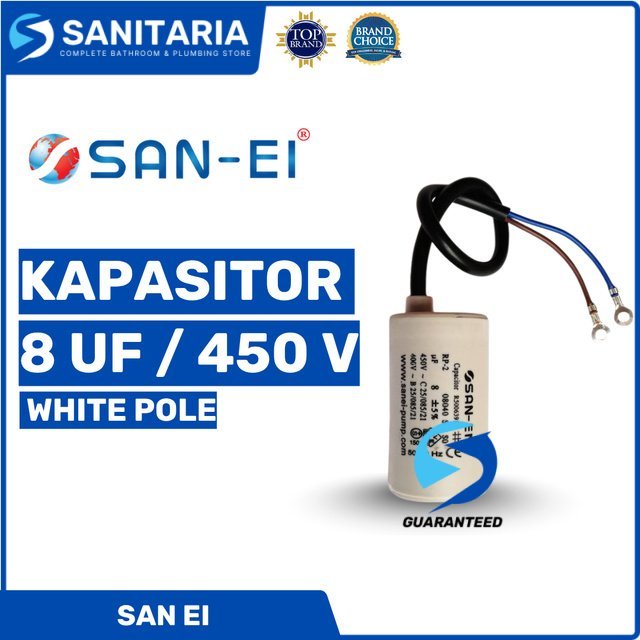 Kapasitor White Pole 8 Uf / 450 V San Ei