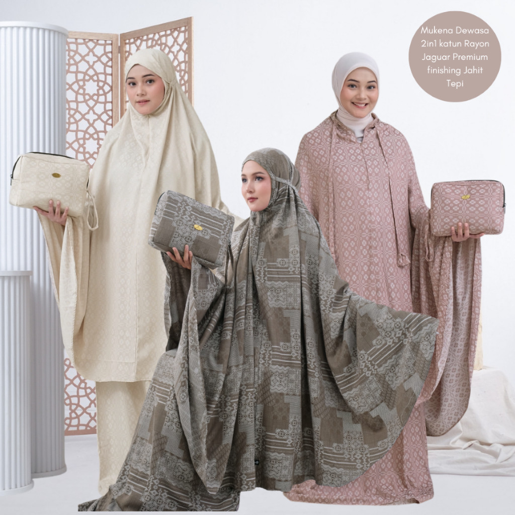 BIGMAXS ELRAFFIP YASMINA SERIES | MUKENA RAYON 2IN1 DEWASA MOTIF MONOGRAM SERIES