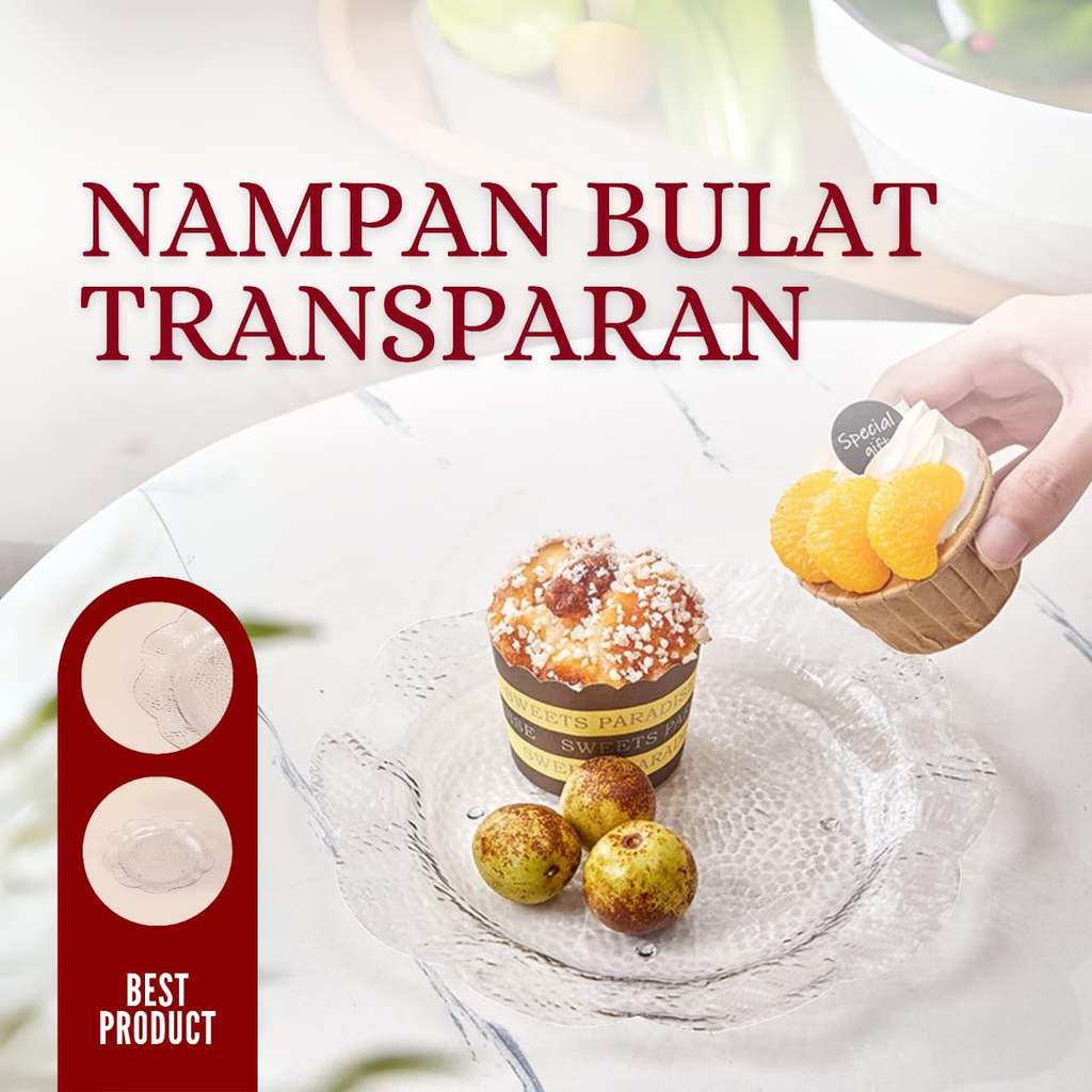 BMW Kitchenware - Nampan Bulat Akrilik Wadah Makanan Baki Transparan Wadah Makanan Buah Kacang