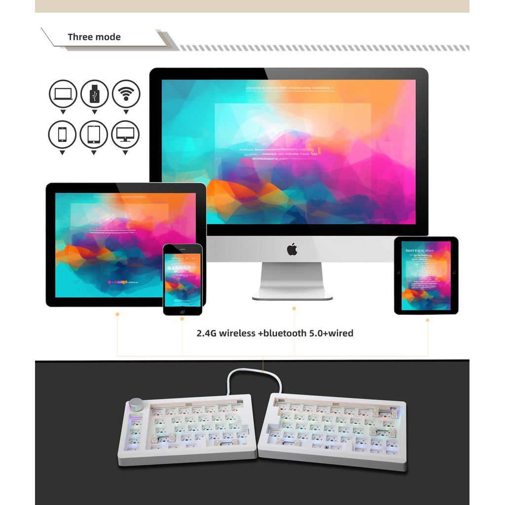 GMK70 Split Type Customized Gaming Meanical Keyboard Kit Hot swappable Gasket Customized Ergonomic K