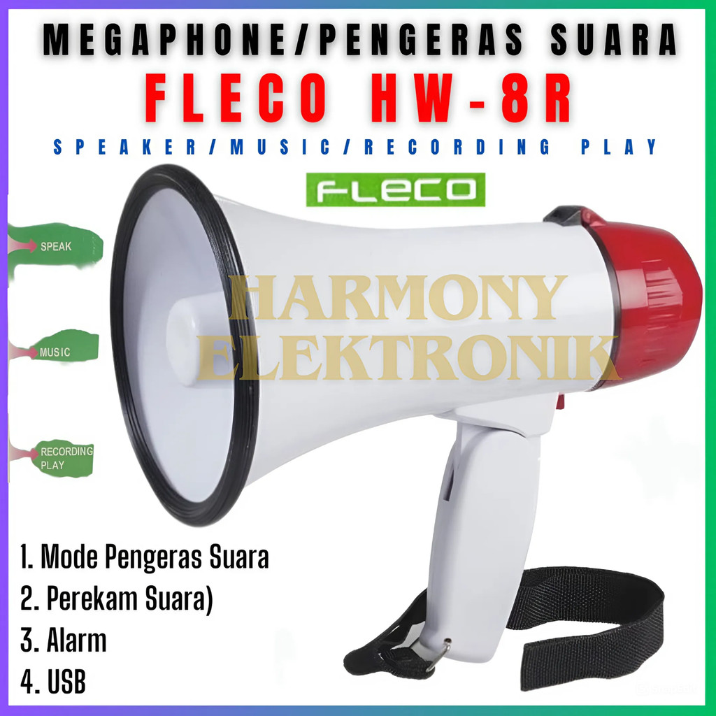 Terlaris Megaphone Fleco Hw-8r Rechargeable / Pengeras Suara Merekam | Toa Megaphone Fleco Hw-8r Pen