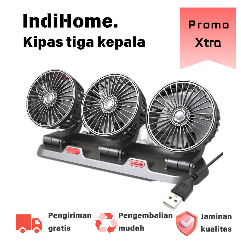 Kipas Mini Universal 3 Kepala untuk Mobil, Kipas Angin Portabel dalam Kendaraan