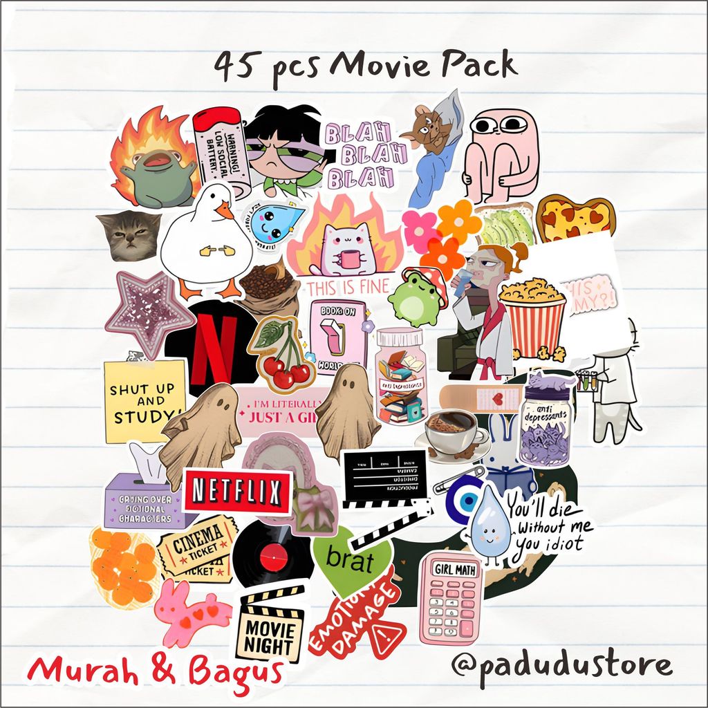 45pcs MOVIE Sticker Pack Anti Anti Luntur Sticker Aesthetic Stiker HP