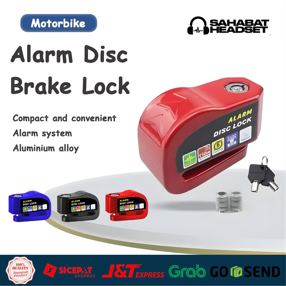 Alarm Gembok Motor Disc Lock Anti Maling Waterproof Bahan Metal Pengunci Rem Cakram Keamanan Motor