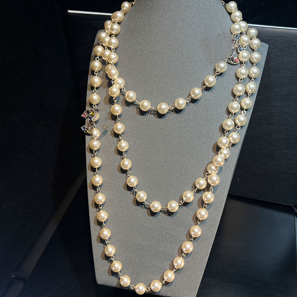 Exquisite Fashionable Long 160CM Cashmere Style Necklace Double C High End Chanel Replica Sweater Ch