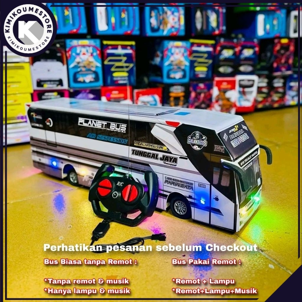 READY STOK Bus telolet basuri remote control, ( bus pakai remot dan bus tanpa remot ), bus telolet b