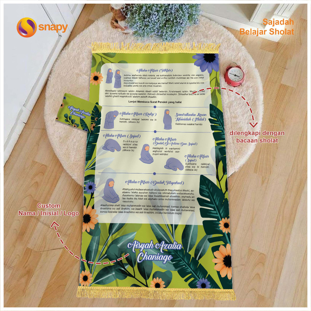[TERMURAH] - Snapy - Cetak Sajadah Belajar Sholat Custom Sajadah Muslim Sajadah Turki Sajadah Lebara