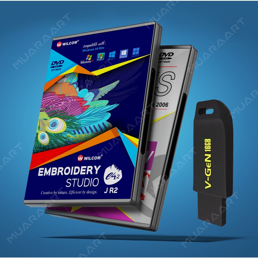 DVD Bundle dan FLASHDISK Software Desain Bordir Komputer Wilcom Embroidery Studio e4.2J R2 & Wilcom 