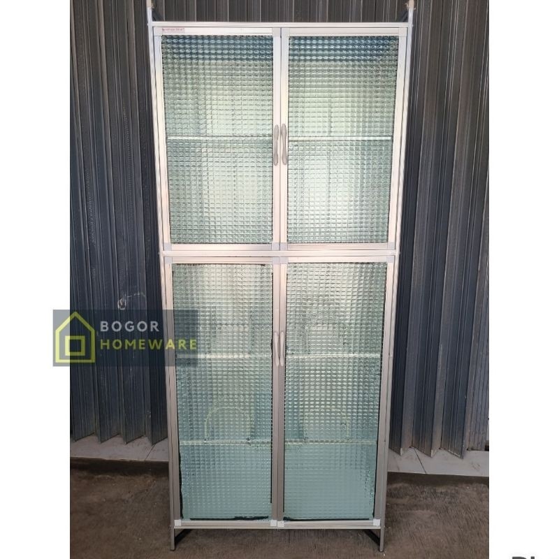 (KHUSUS BOGOR) RAK PIRING FULL KACA 2 PINTU BAWAH KERAMIK