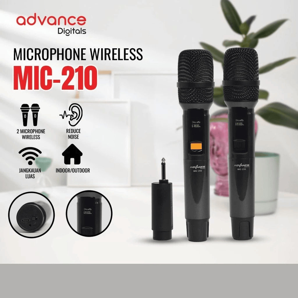 Advance MIC210 Double Mic Wireless Recharger untuk Souncard atau Speaker