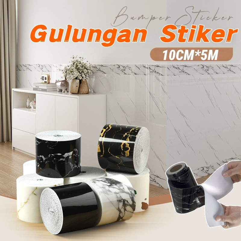 Wall Border PVC 10CM*5M Gulungan Stiker Pembatas Keramik Anti Air Lebar Dekorasi Lantai Keramik