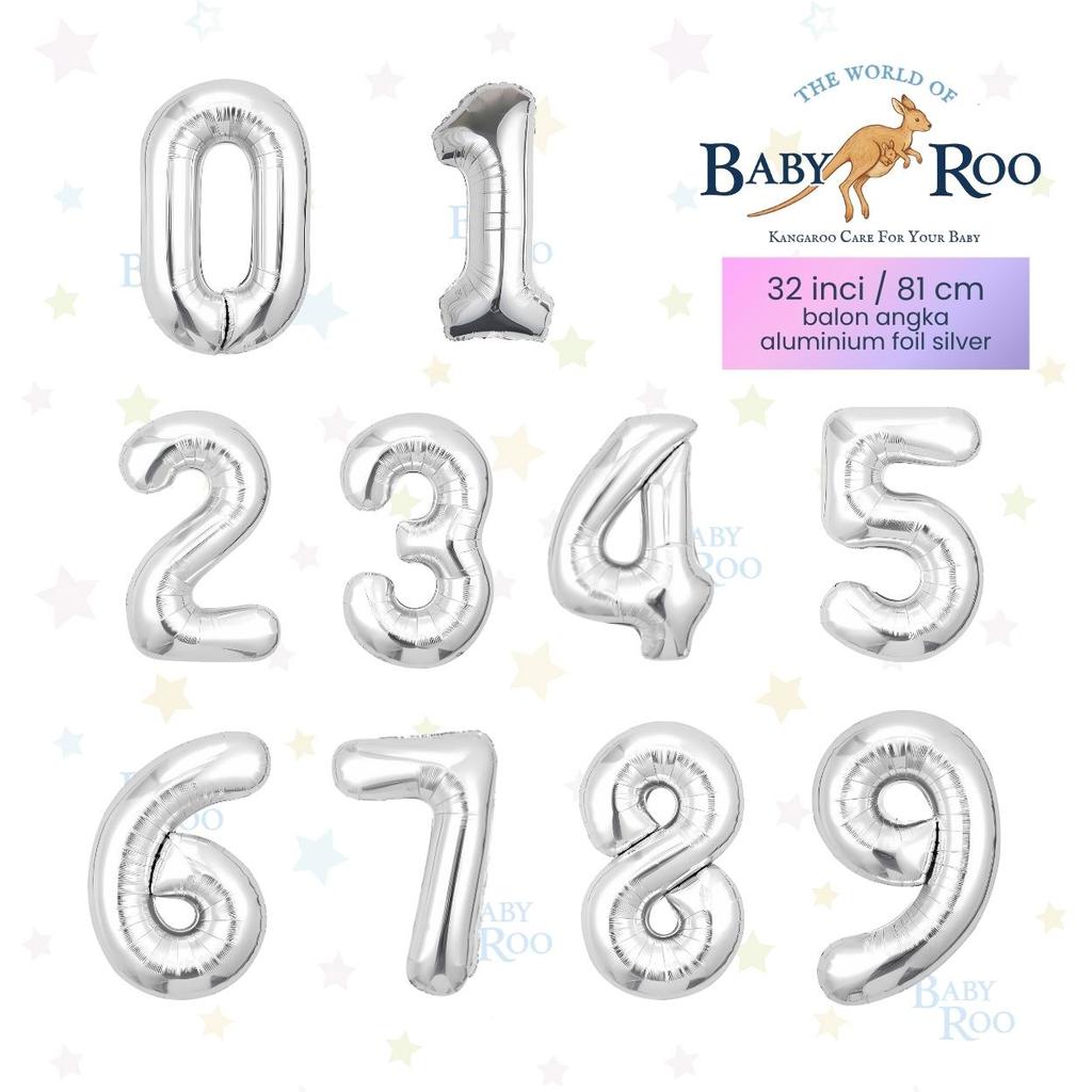 BABY ROO Angka Jumbo 32 inch 81 cm Balon Dekorasi Happy Birthday Ulang Tahun Perempuan Korea Tema Pa