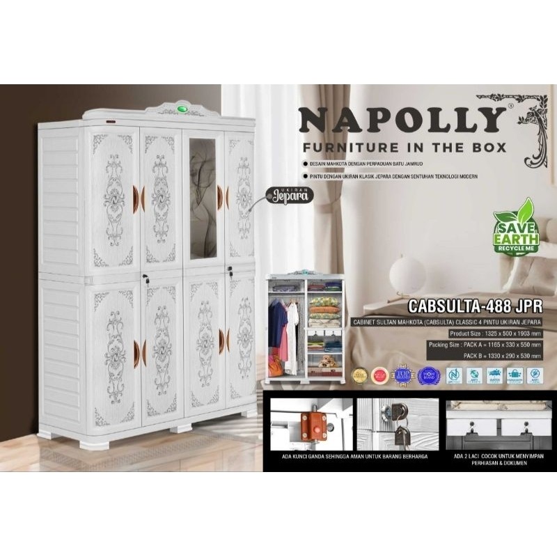 (KHUSUS BOGOR) LEMARI PAKAIAN 4 PINTU NAPOLLY CABSULTA 488 JPR