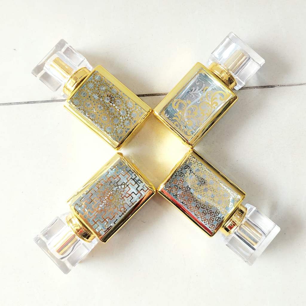Botol Parfum Spray Drat Kotak Gold Gaya Motif Arabian 30ml