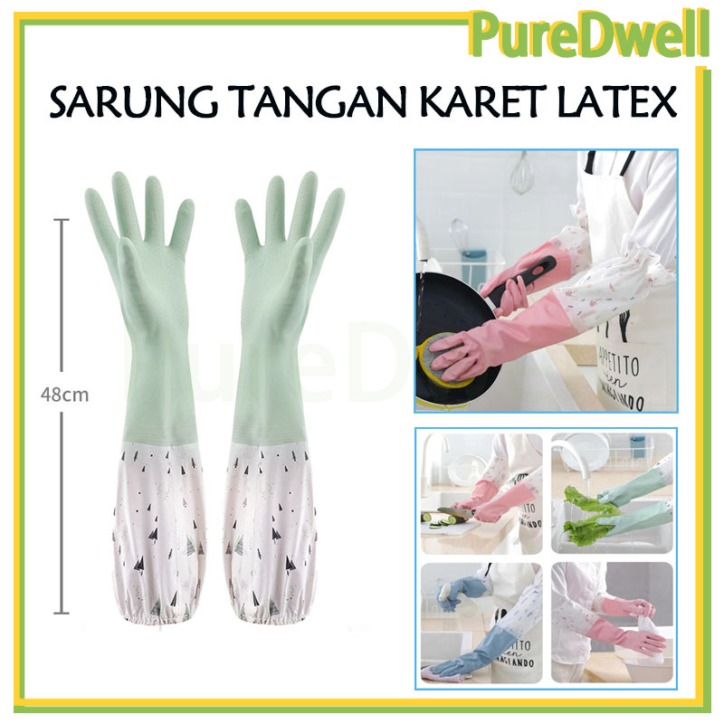sarung tangan cuci piring anti air/serbaguna sarung tangan panjang cuci piring karet /sarung tangan 