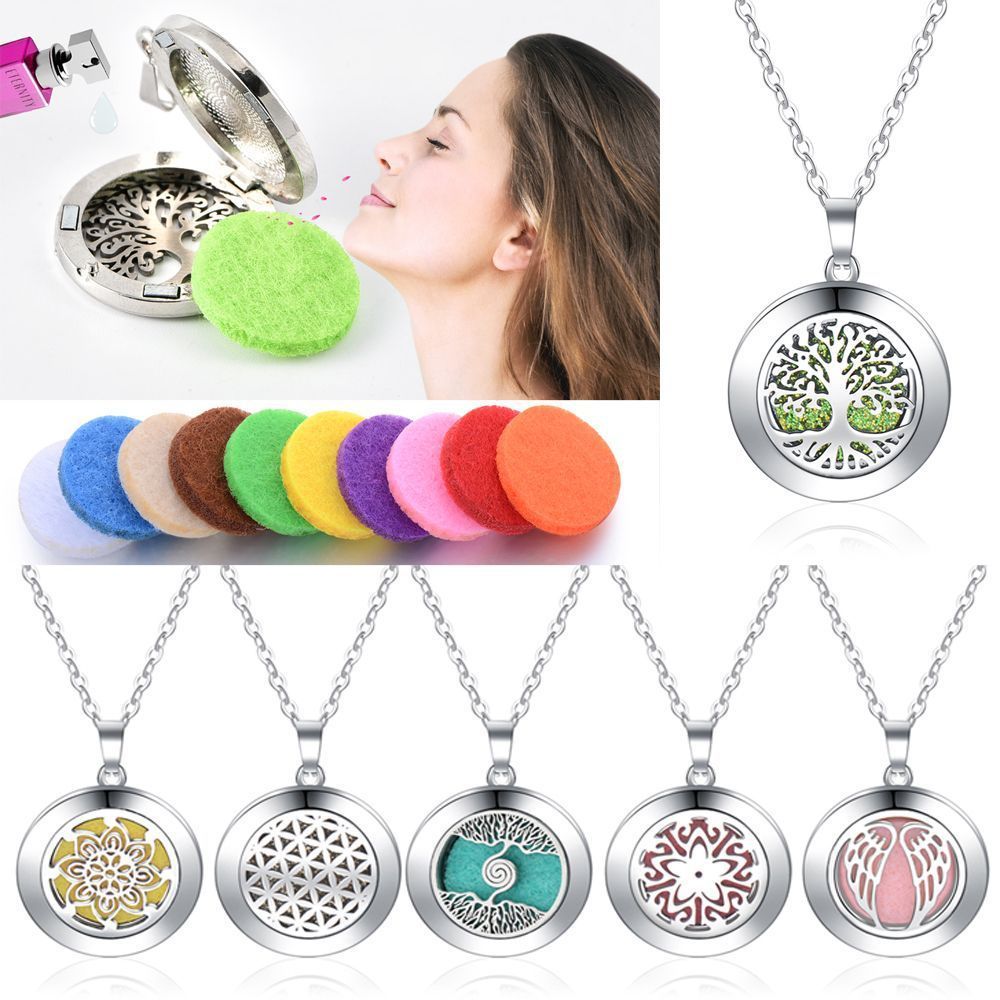 Kalung liontin Fragance Essential Oil Diffuser Necklace locket Aromatherapy