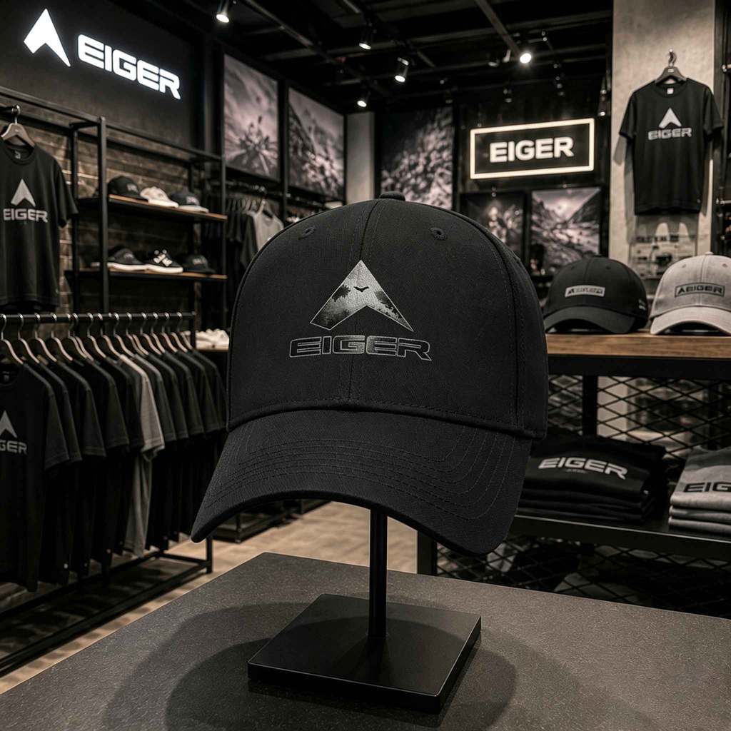 Topi Baseball EIGER Unisex Adjustable Topi Outdoor Traveling Hiking Streetwear Hitam Berkualitas