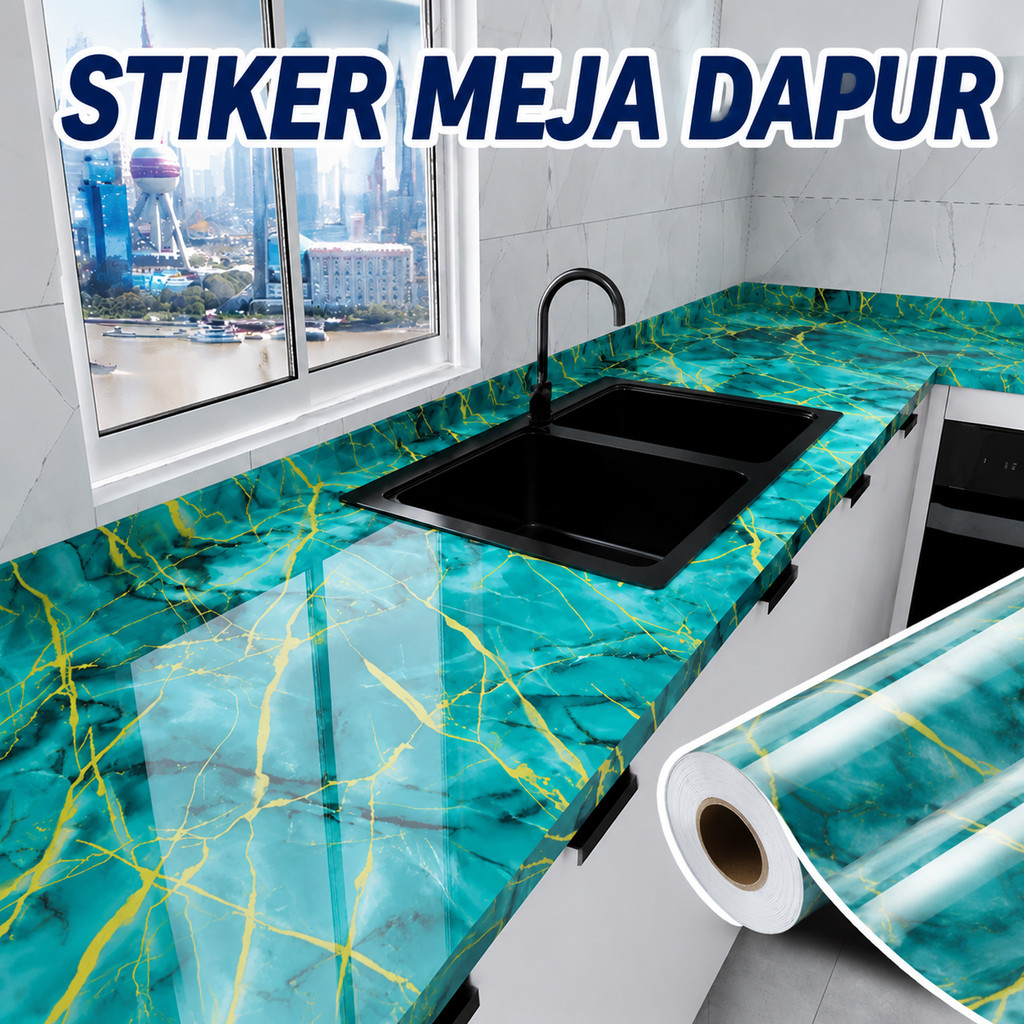 Stiker Dapur 60cmx3m Anti Minyak & Tahan Panas, Wallpaper Perekat Air Tahan Air untuk Dinding Dapur