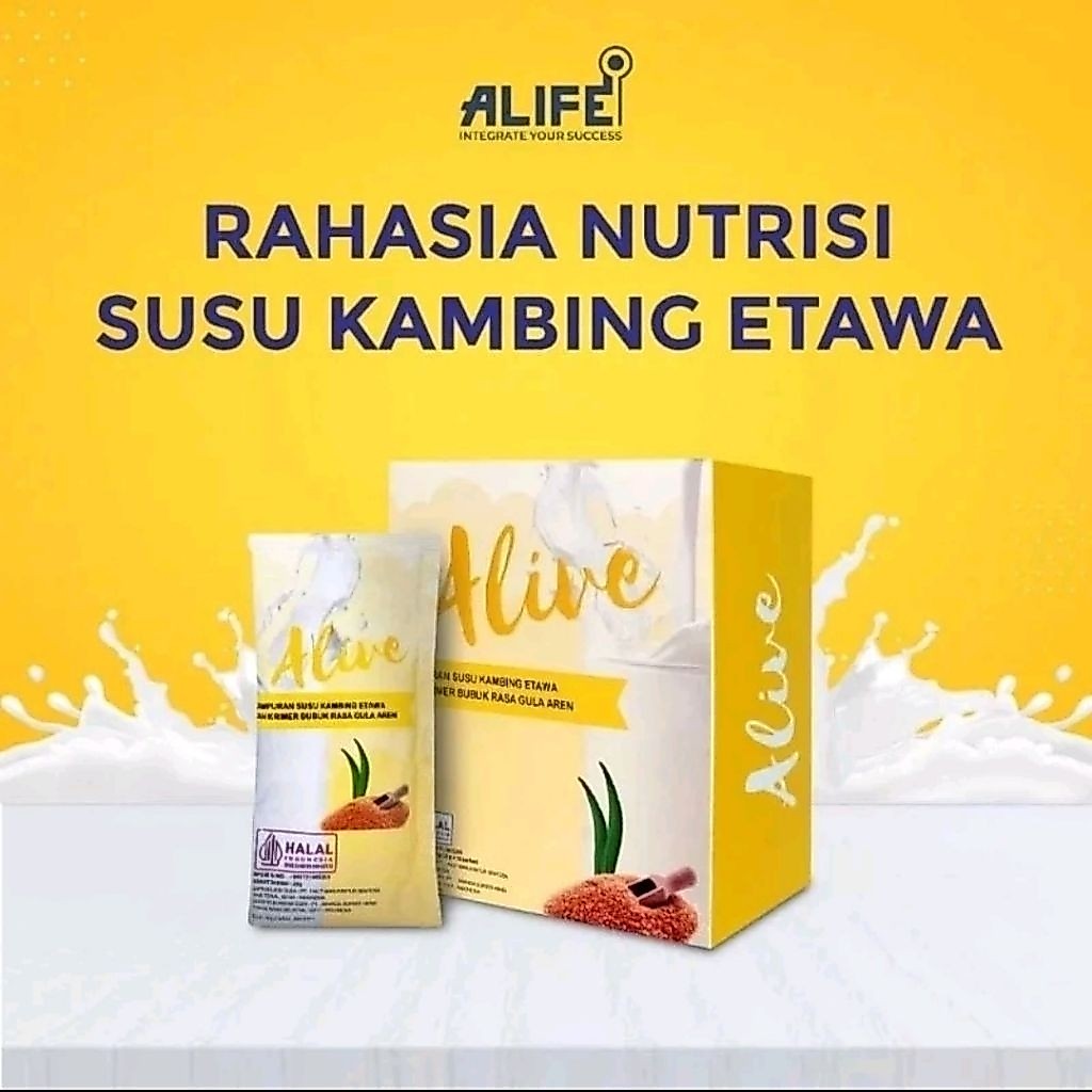 SUSU KAMBING ETAWA ALIVE PLUS GULA AREN 1 BOX ISI 10 SACHET ORIGINAL SANEN
