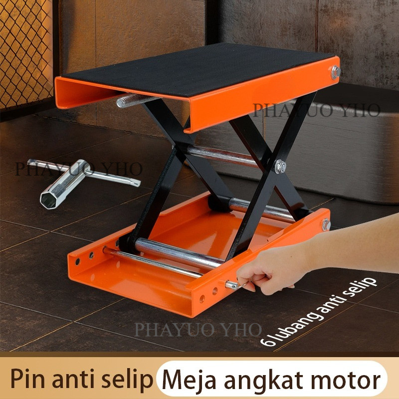 Meja Angkat Motor 700kg Scissor Lift Jack Hoist Stand Bengkel Alat Dongkrak Hidrolik Otomatis Manual