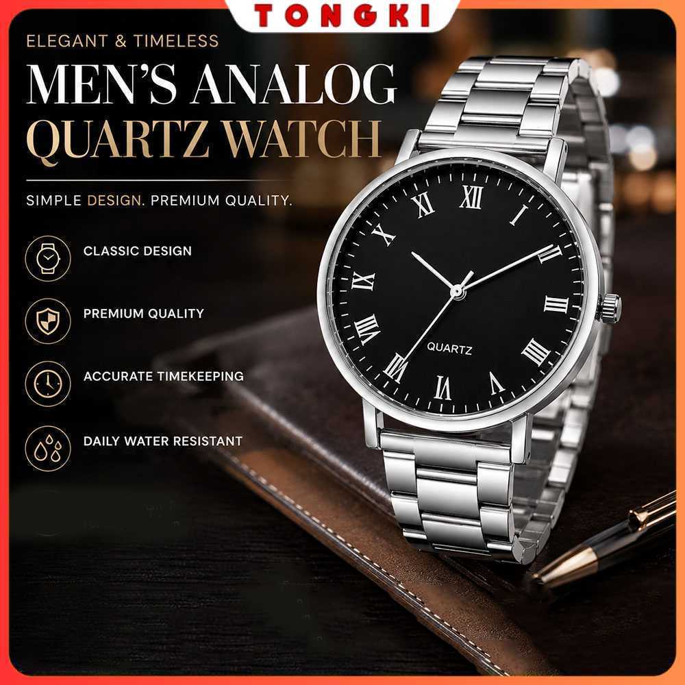 Jam Tangan Analog Pria Elegant Quartz Stainless Steel 38mm - 23100