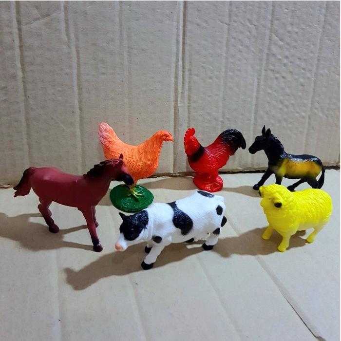 Mainan MINIATUR HEWAN TERNAK / ANIMAL FARM KARET - Model 2