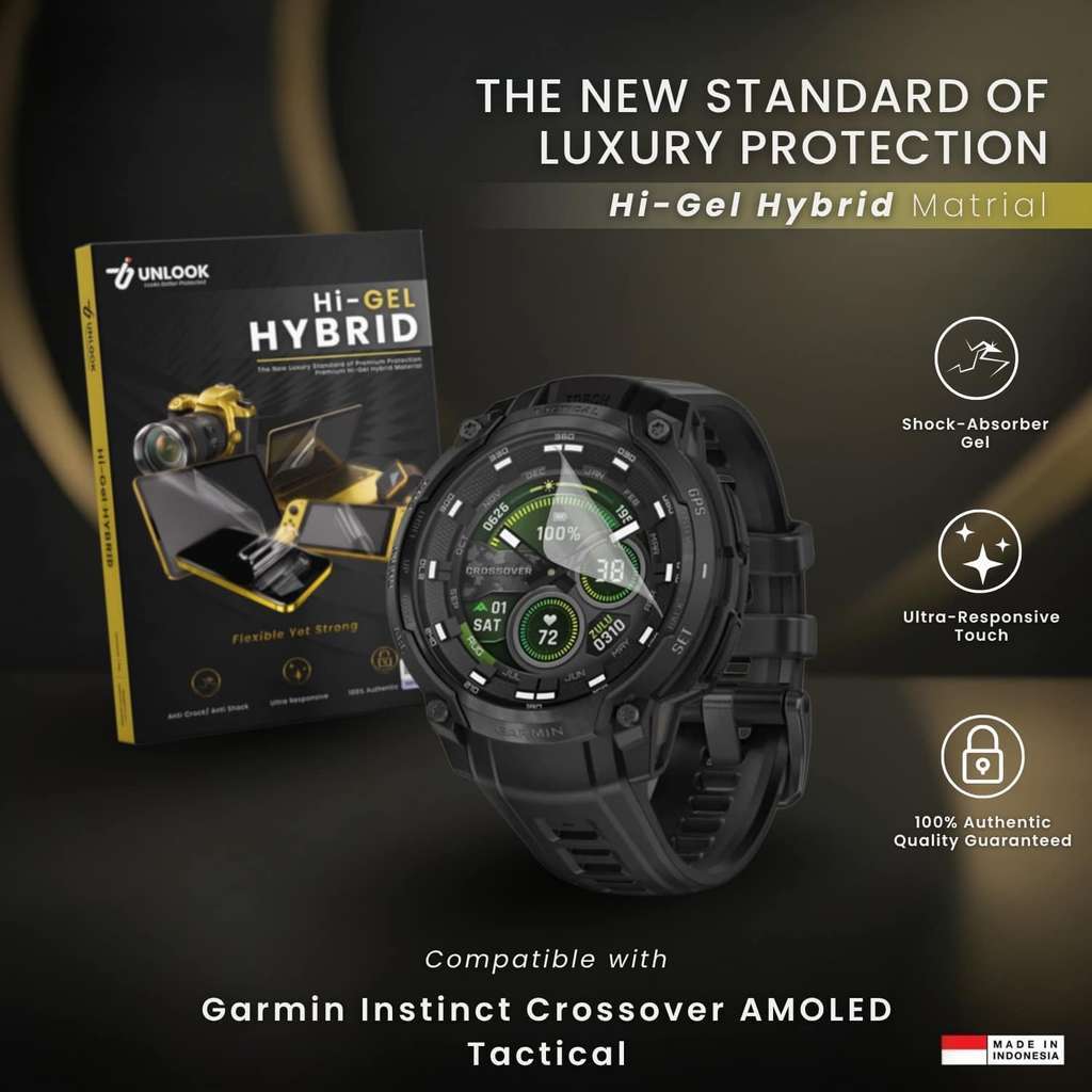UNLOOK Hi-GEL HYBRID Hydrogel+ Film Protection for Garmin Instinct Crossover AMOLED Tactical - UV Pr