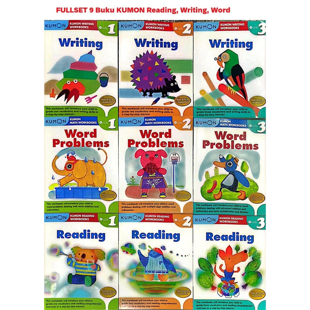 Kumon English Workbooks 9 Buku Reading Writing Word Grade 1 2 3 - Buku Latihan Bahasa Inggris Anak I