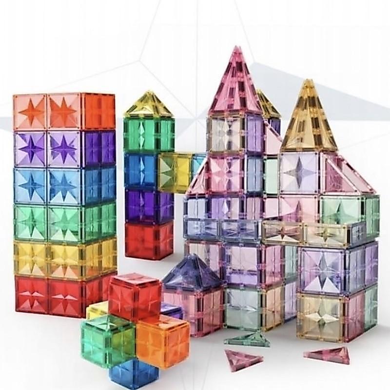MNTL Magnetic Tiles 182 Pcs (include 2 cars) Mainan Edukasi Anak