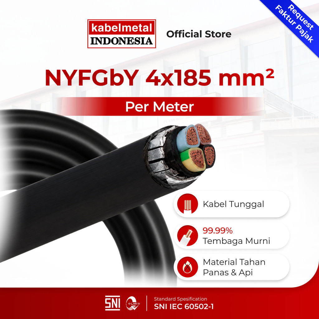 Kabel Metal - Kabel NYFGBY 4x185 mm Per Meter Tanam Bawah Tanah SNI