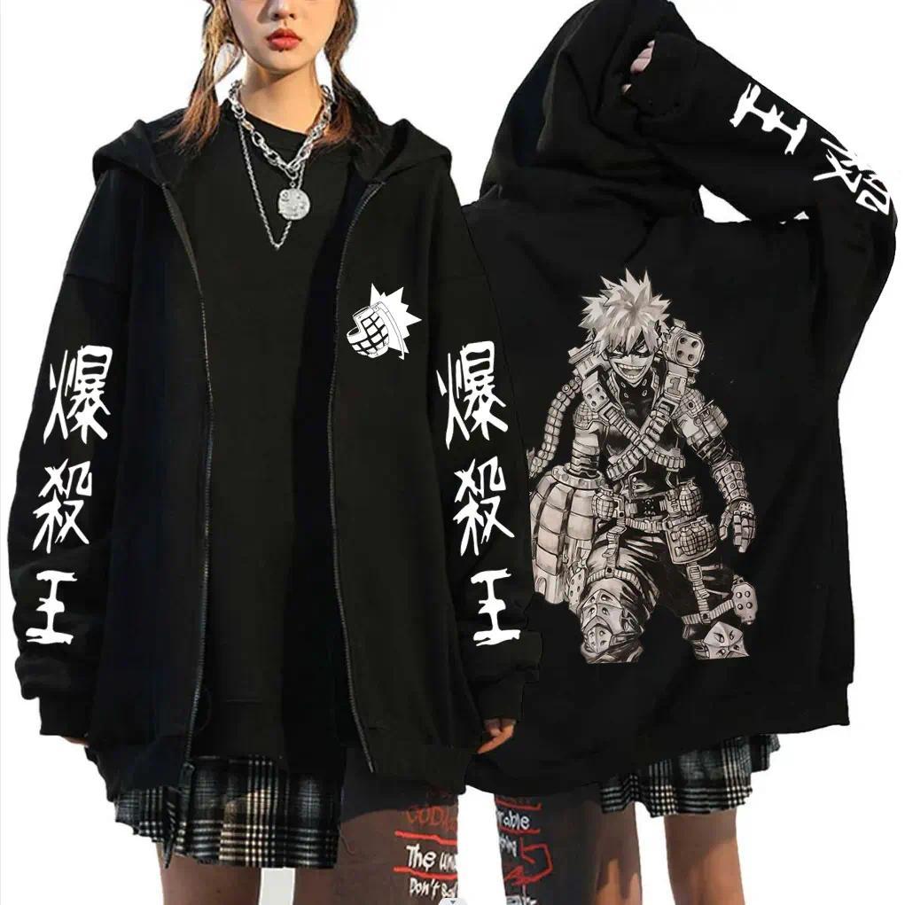 Jaket Anime My Hero Academia Bakugou Katsuki Merch Zipper Hoodie